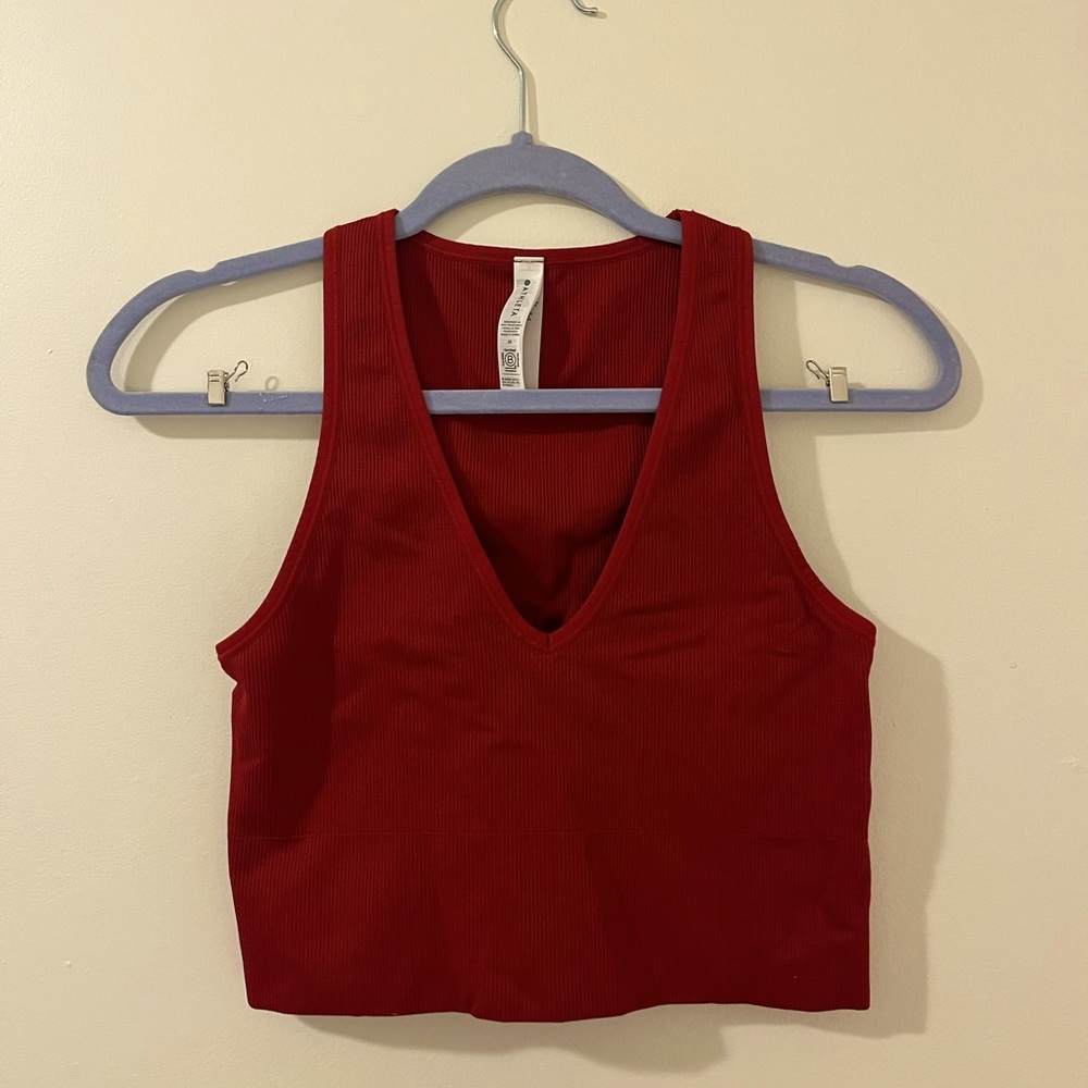 Athleta Aurora Crop Rib Tank, Red size M
